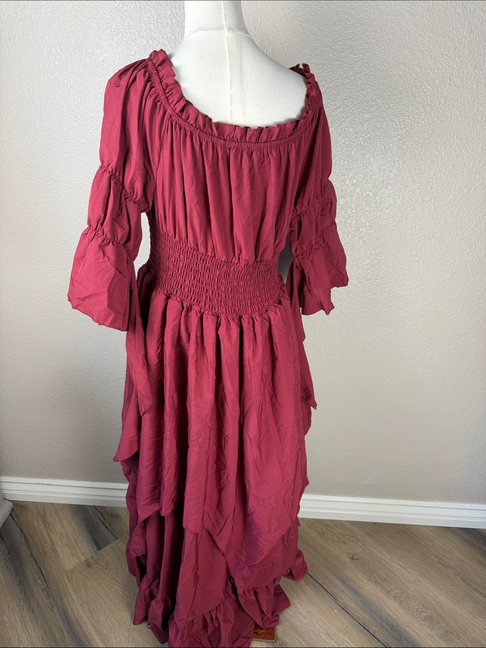 NWOT Burgundy Renaissance Dress Medieval Costume Victorian Peasant Gothic, L XL - Picture 6 of 10